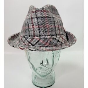 Vintage‎ Resistol Mens Gray Plaid Tweed Mens Fedora Hat Wool Blend 7 1/4